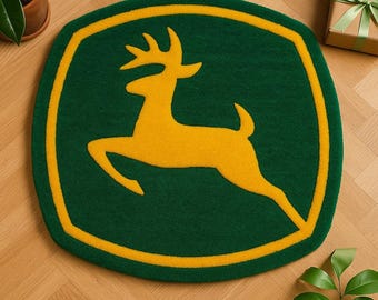 The Deer Spirit – Grüner Tufting-Teppich mit Wildtier-Motiv | Handgemacht von Teppich KULT