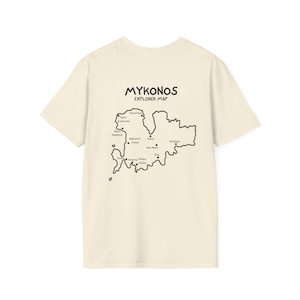 Mykonos Map Unisex Softstyle T-Shirt | Griechenland Urlaub T-Shirt | Reise-Shirt Geschenk | Bademode Sommer Top | Reisende Geschenk | griechischen Inseln