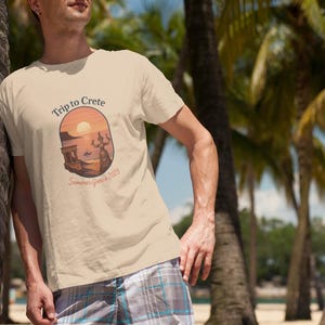Reise nach Kreta T-Shirt | Sommer Griechenland 2025 Shirt | Griechische Insel Urlaub T-Shirt | Crete Sonnenuntergang Strand-Shirt | Griechisches Feiertags-Hemd