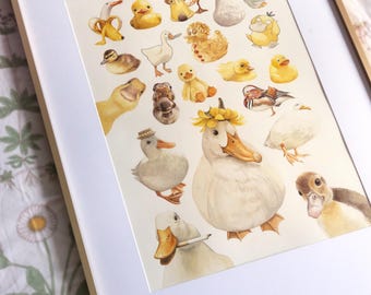 Impresión artística de patos en acuarela / Arte mural