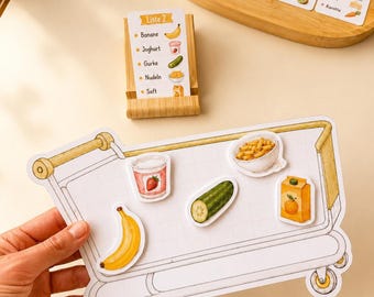 Jeu de liste de courses (PDF) | Développement du langage et du vocabulaire | Jeu d'apprentissage Montessori | Jeu de caddie | Maternelle, Préscolaire, École primaire