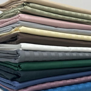 Fitted Sheet with Elastic, Soft Cotton or Satin Bed Sheet, Flat or Fitted Bed Linen, Queen & King Bedding, Natural Breathable Sheets