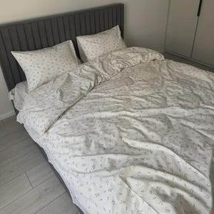 Ranforce Floral Bedding Set, Botanical Cotton Bed Linen with Duvet Cover and Pillowcases, Cottagecore Bedroom Decor, Cozy Housewarming Gift image 14