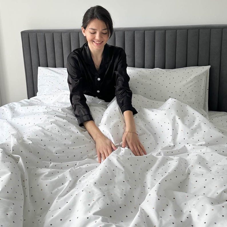 Ranforce Cotton Bedding Set, Soft Cotton Bed Set, Percale Bedding, Eco Friendly Bedding, Twin, Double, Queen, King, Housewarming Gift