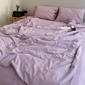 Lavender Cotton Bedding Set, Purple Duvet Cover, Cotton Duvet Cover, Organic Washed Cotton, Soft Natural Bedding, Housewarming Gift for Her