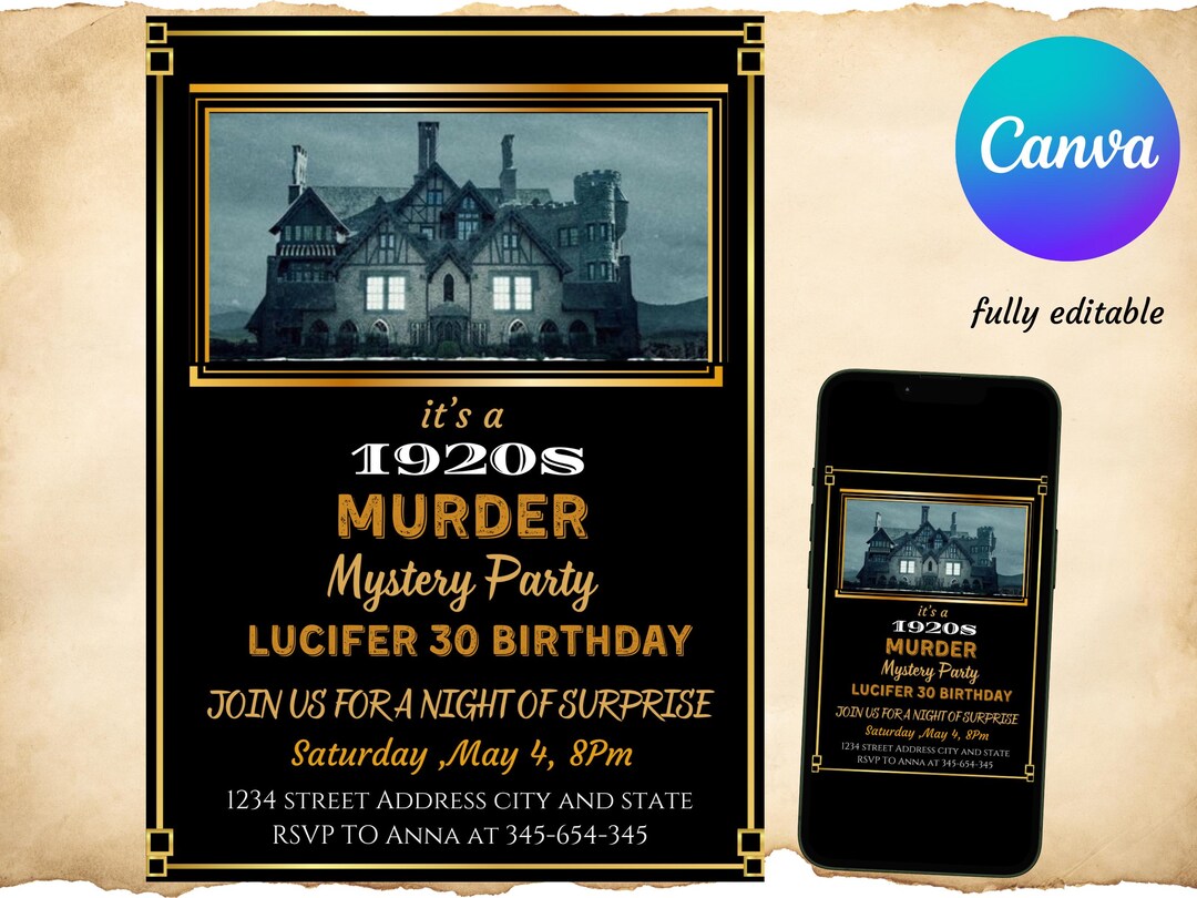1920s Murder Mystery Dinner Invitation Party Birthday Invite Escape ...