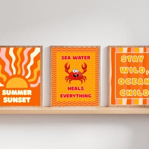Retro Tropical Wall Art Prints: Preppy Summer Gallery Set (Digital Download, 16x20 inch