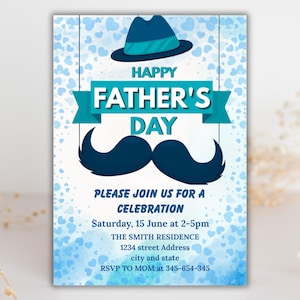 Editable Father&#39;s Day Invitation: Minimalist Party Invite (Digital Download, 5x7in Template)