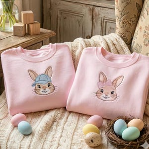 Bunny Embroidery Design Bundle – Boy Girl Easter Machine File (Digital Download)