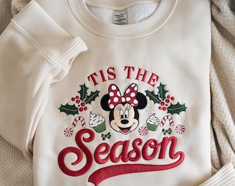 Minnie jultröja broderad, Disney jultröja, Minnie Mouse jultröja, söt Disney Tis the Season-tröja