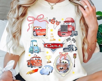 Fiocchi retrò Coquette Disney Cars PNG, Saetta McQueen Mater Doc Hudson Sally Carrera Compleanno Cars Famiglia png, Disney Girl Trip PNG