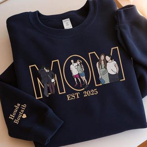 Custom Portrait Sweatshirt,Embroidered Dad Hoodie with Kid Portrait,Father Portrait Hoodie from Your Photo,Father&#39;s Day Gift,PAPA Hoodies