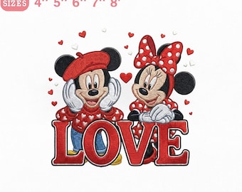 ミッキーとミニーマウスがキスを交わす。バレンタインデーの愛を