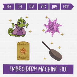 Pascal Tangled Embroidery Design – 4 Character Files – Rapunzel Disney Princess Stitch Pattern – Digital Download