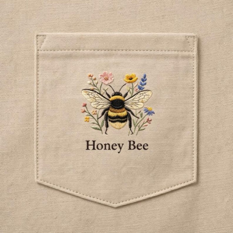 Honey Bee Floral Embroidery Design, Wildflower Nature Insect Machine ...