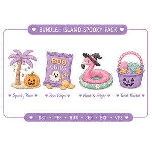 Summerween Embroidery Designs, Spooky Beach Halloween Machine Embroidery (DST, PES) image 5