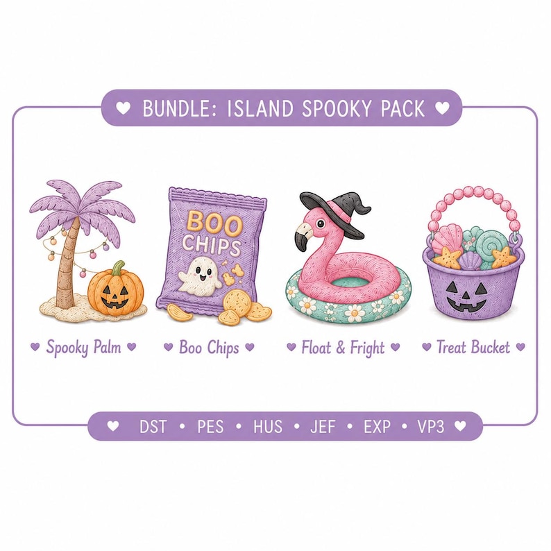 Summerween Embroidery Designs, Spooky Beach Halloween Machine Embroidery (DST, PES) image 5