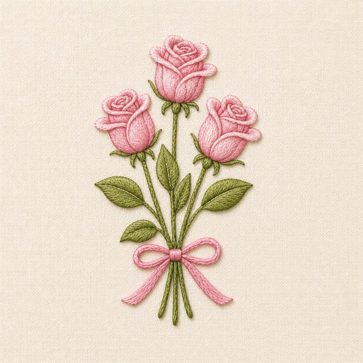 Rose Bouquet Embroidery Design, Pink Floral Stitch Pattern (digital ...