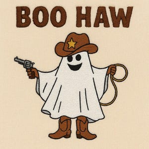 Boo Haw Ghost Embroidery Design, Cowboy Halloween Embroidery File, Western Ghost PES DST Digital Machine Embroidery Pattern