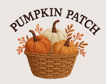 Pumpalappbroderidesign, Halloweenbroderad tröjafil, vintage pumpabroderi, digital nedladdning