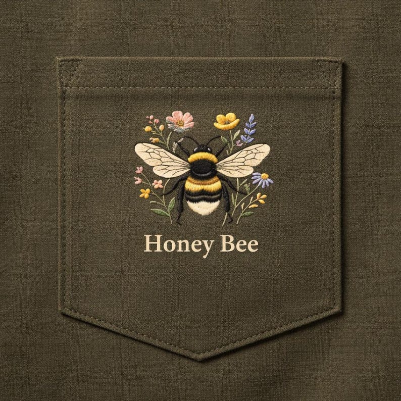 Honey Bee Floral Embroidery Design, Wildflower Nature Insect Machine ...