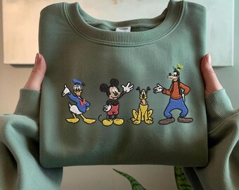 EMBROIDERED Mickey Mouse Friends Sweatshirt, Disney Characters