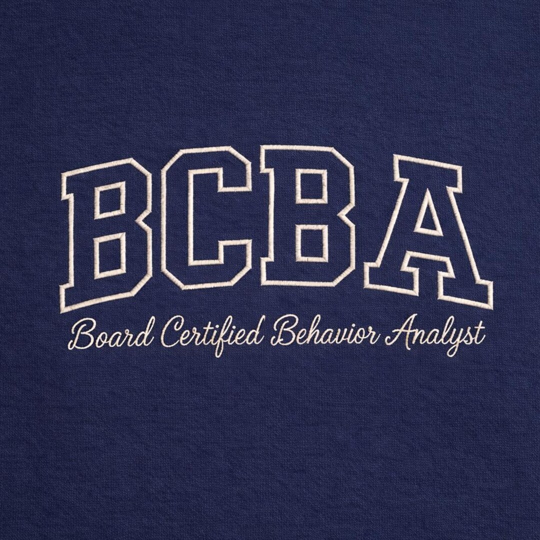 BCBA Embroidery Design: Minimalist Varsity Letters, Behavior Analyst ...