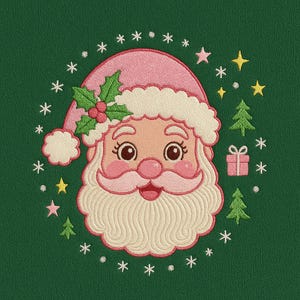 Cute Santa Claus Embroidery Design – Christmas Holiday Face Machine Embroidery File, Xmas Santa Head Stitch Pattern