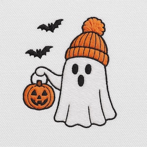Motif de broderie fantôme mignon - fichier numérique chauve-souris citrouille d'Halloween - motif de broderie Machine effrayant chapeau -