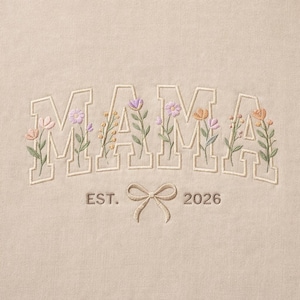 Disegno da ricamo con citazione floreale della mamma, ricamo a macchina, download digitale