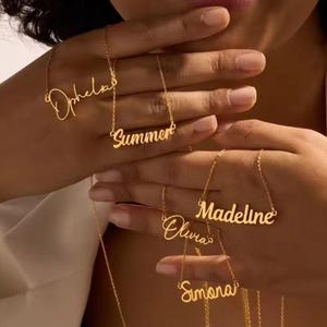 Custom Name Necklace Gold Plated Name Necklace Personalized Name Necklace Birthday Gift for Her Mother&#39;s Day Gift Gift for Mom