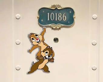 Chip And Dale Magnet, Cruise Door Decoration, Hanging Room Number, Stateroom Cabin Accessory, DCL Family Vacation, Nautical Ship Art Decal