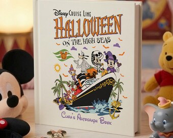 Personalized Autograph Book Halloween on the High Seas Cruise Line, Mickey and Friends Skeleton Family Halloween Cruise Vacation 2026