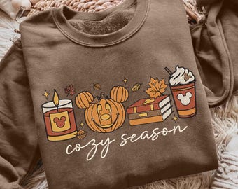 Embroidered Cozy Season  Shirt Spooky Season Shirt  Fall Shirt,  Pumpkin Shirt, Mickey Autumn Shirt, Pumpkin Season Shirt