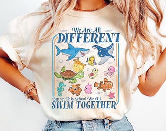 We Are All Different Autism Inclusion Shirt, Back To School Teacher Tee, Ocean Animals Marine Life Top, Neurodivergent Sped Apparel