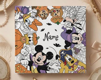 Mickey And Friends Halloween Signature Autograph Book, Retro Halloween Trip Journal Book, Magic Kingdom Halloween Gift Memory Keeper