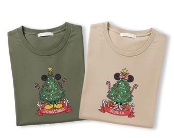 Custom EMBROIDERED Mickey Christmas Sweatshirt,  Tis the Season Sweater, Holiday Minnie Crewneck, Xmas Shirt, Merry Xmas