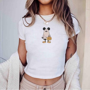 Retro Ghost Mickey Crop Tank, Disney Ghost Baby Tee, Mickey&#39;s Not So Scary Party Womens Tee, Mickey Halloween Balloon Shirt, Spooky Season
