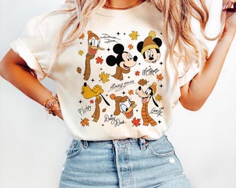 Comfort Colors Mickey and friends Autumn Shirt, Disneyland Fall Vibes Tee, Disney Family Halloween Trip Magic Kingdom Shirt Disney Pumpkin
