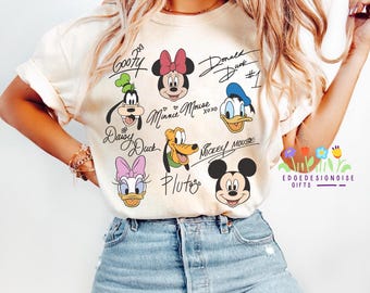 Retro Mickey and Friends Signatures Shirt, Magical Shirt,  Characters Tee,  Mouse Head Tee, Mickey & Co Gift,  Tee