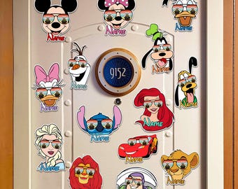 Custom Cruise Ship Door Magnets, Personalized Family Vacation Decor, Aviator Glasses Cartoon Character, Magic Group Trip Gifts, Ocean Voyage