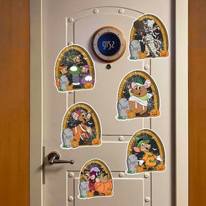 Personalized Disney mouse Halloween porthole magnet, Mouse hole magnet, Gus Gus Remy Timothy Cinderella mouse Halloween Pumpkin magnet