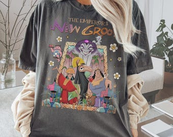 Disney Channel The Emperor’s New Groove Comfort Shirt, Kuzco Pacha Kronk Yzma Homage Movie Shirts, Disney Original Family Trip Matching Tee