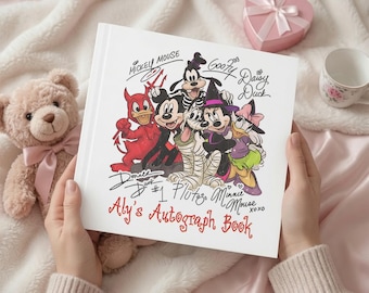 Personalized Retro Mickey And Friends Signatures Halloween Autograph Book, Vintage Mickey Mouse Spooky Season, Family Matching Vacation 2026