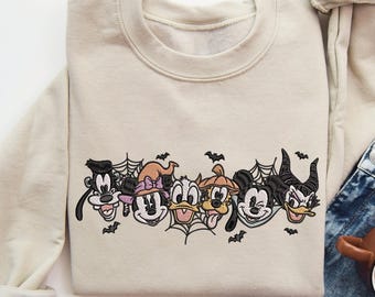 EMBROIDERED Mickey & friends Halloween sweatshirt Tshirt, land world Halloween embroidery shirt, Not So Scary shirt