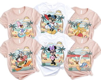 Retro Comfort Colors Summer Disney Beach Shirt, Mickey and Friends Vacation Tee, Vintage Matching Family Trip 2026, Tropical Cruise Gift
