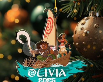 Personalized Moana Ornament, Disney Princess Moana Ornament, Personalized Christmas Ornament, Disney Christmas ornament Moana Keepsake