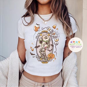 Disney Mickey Halloween Coquette Baby Tee, Disney Halloween Trip Baby Tee Crop Top, Halloween Baby Tee, Disneyland Halloween Baby Tee