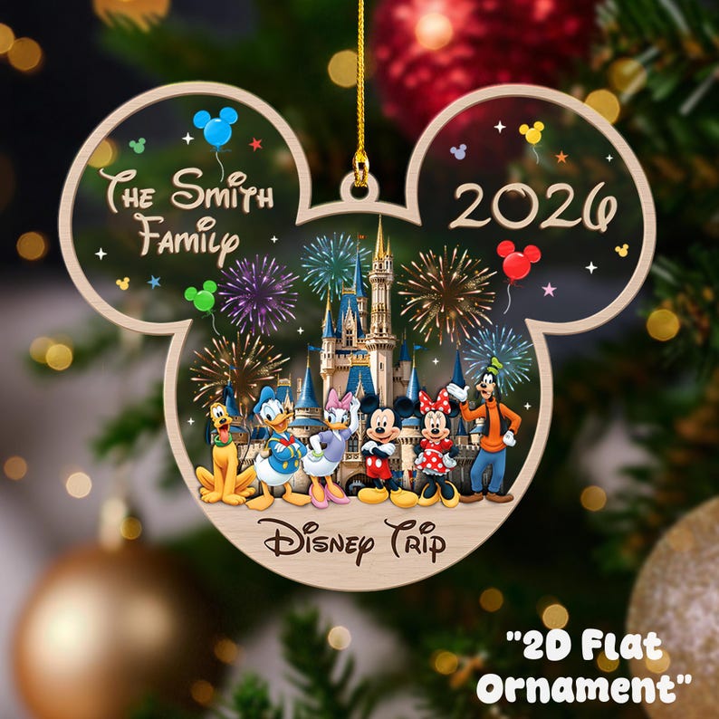 Personalized Castle Fireworks Bauble, Custom Mouse Shape Holiday ...