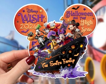 Custom Halloween On The High Seas Cruise Magnet, Personalized Door Decor, Wish Dream Fantasy, Magic Wonder Voyages, Family Holiday Gifts
